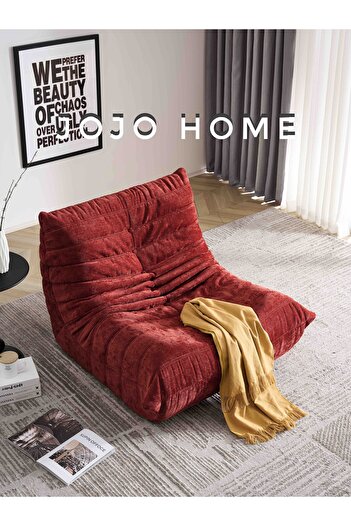 JOJO HOME Armchair with Ergonomic Support, Velvet, Red