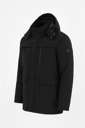 SİVAİST Palton negru pentru bărbați, de iarnă, căptușit – Palton și haină cu design cald, ușor și elegant