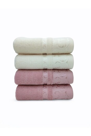 Özdilek Serene Face Towel 4 Pieces - Pink Cream
