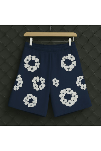 CLASSY.MODA Unisex Shorts - Embossed Floral Print - Comfortable Fit - Summer Sports Shorts for Women and Men