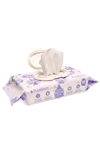 PUREBORN Pure Moisture Baby Wipes With Organic Calendula Lotion 60 Wipes