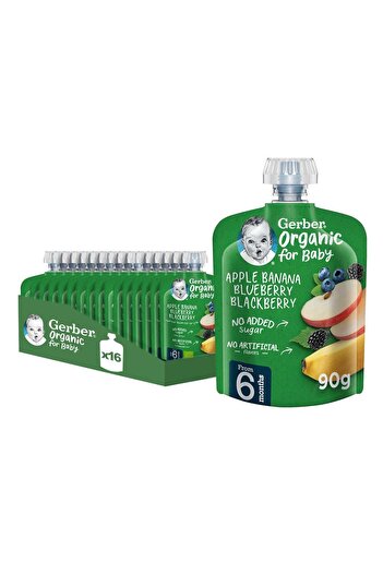 GERBER Organic Puree Pouch Apple Banana Blueberry And Blackberry
