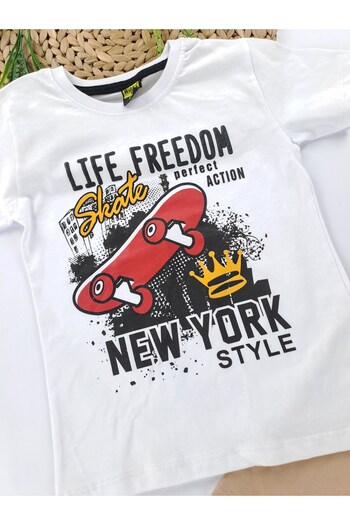 Butik Boy's New York Shorts T-Shirt Two-Piece Set Cotton Fabric