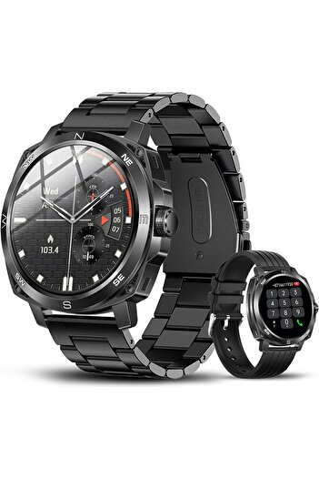 LikeSmart Ceas SmartWatch ISP RisenFiT, 1.43" IPS Retina Display, Apel Bluetooth, Oximetru, Notifica