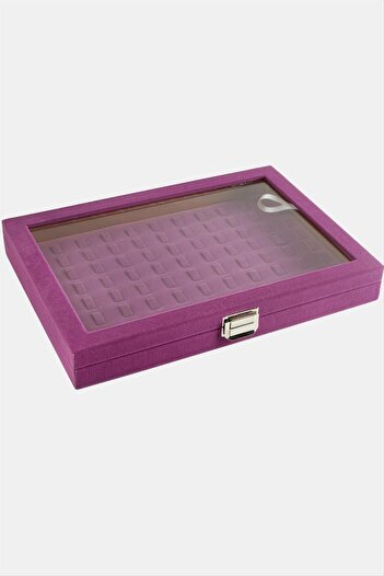 ZERO LAND Hn-Shop Amphora with Glass Lid Fabric Tabbed Ring Stand 24X34 Cm-Purple