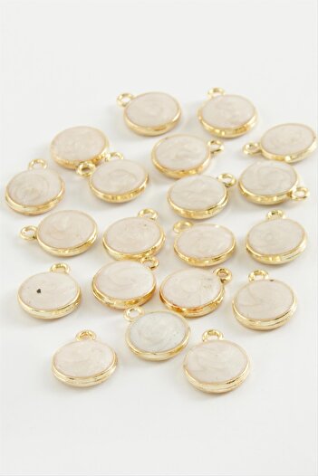 ZERO LAND Msa-Shop Round Single Handle Enamel Bracelet and Pendant Attachment 1 Piece-Cream