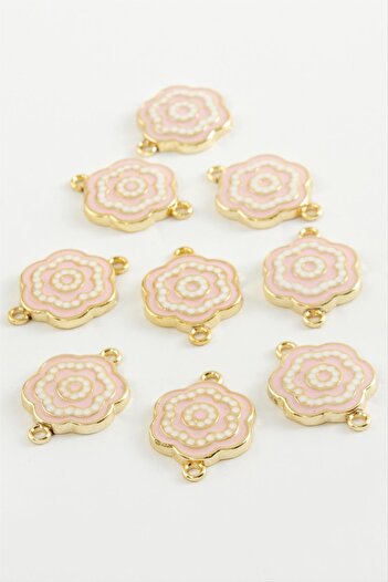 ZERO LAND Msa-Shop Flower Double Handle Enamel Bracelet and Pendant Apparatus 1 Piece-Pink