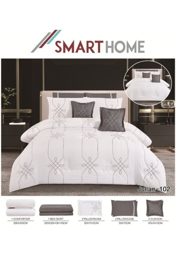 smart home Double Comforter - 8-piece embroidered Premium bedspread set made of 100% microfiber, 260x240cm