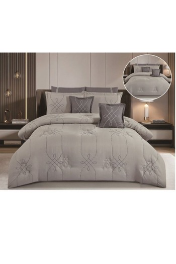 smart home Double Comforter - 8-piece embroidered Premium bedspread set made of 100% microfiber, 260x240cm