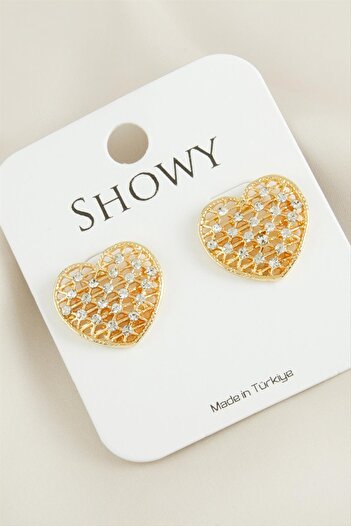ZERO LAND Hn-Shop Heart New Season Stone Earrings-Yellow