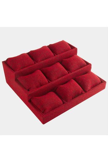ZERO LAND 3-Tier Linen Fabric Padded Stand-Red