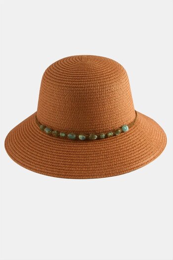 ZERO LAND Hn-Shop Agate Natural Stone Straw Hat-Powder Color