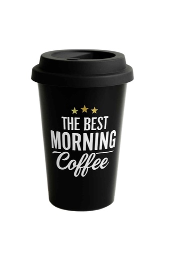 PUFO Best Coffee travel mug for coffee with silicone lid, 380 ml, black