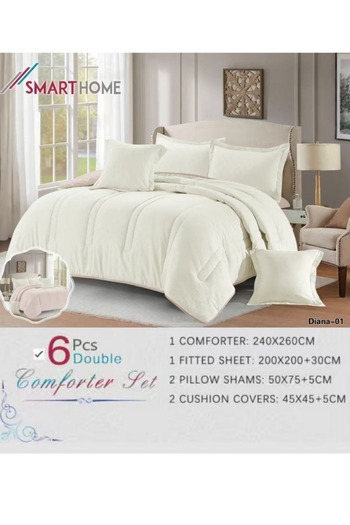 smart home Summer Double - 6 Piece Premium Microfiber Comforter Set, 100% Microfiber, Reversible, 260x240cm