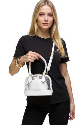 PayBuy Women's Transparent Mini Hand and Shoulder Bag Gold Zipper Daily Use