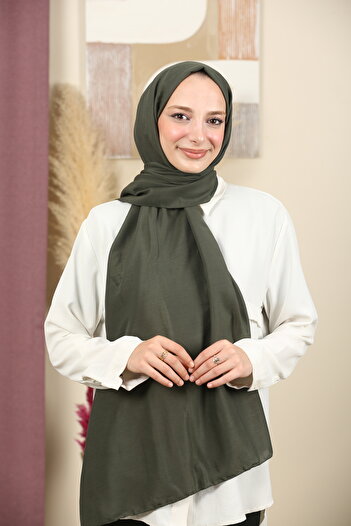 aldyoo Plain Pattern Cotton Viscose Shawl Khaki Green