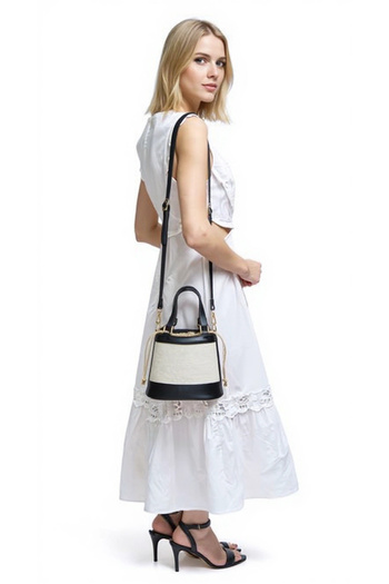 PayBuy Women's Bohemian Style Bucket Hand and Shoulder Bag Canvas Fabric Daily Use