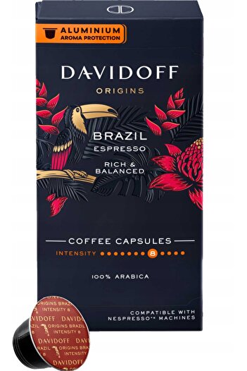 Davidoff Capsule Cafea Aluminiu Origins Espresso Brazil - Compatibile Nespresso, 10 caps, 55gr.