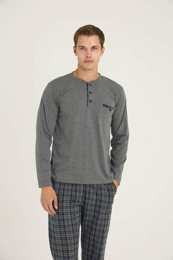 KLY Men's Midi Collar Pajama Set Stylish Design