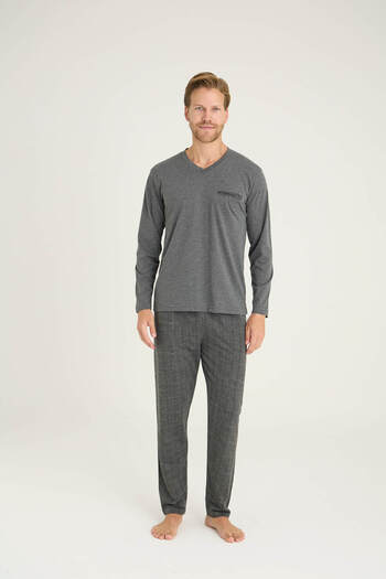 KLY Men's V-Neck Pajamas Comfortable Sleep
