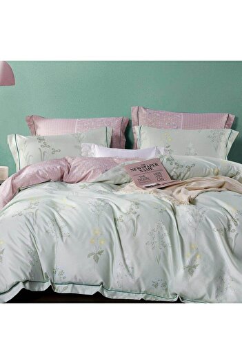Ferrucci Frochi Light Green Multicolor Print Duvet Cover Set Twin, Double, 4 Piece Set