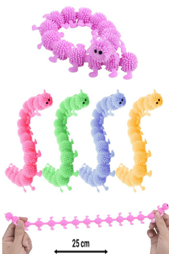 Bundeba 1Pc Caterpillar Toy Squishy Sensory Toy Stretchy Hand Exercise Soft Pool, Bathtub Toy 25 cm