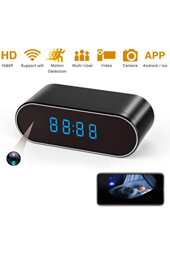 NO BRAND WiFi Camera 1080p Motion Detection Digital Clock