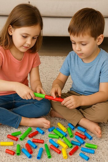 Bundeba Educational Toy 200 Pieces Pipe Threading Color Perception Motor Skill Building Blocks Intelligence Game