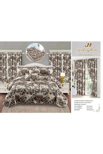 FIONNA.RO Fine Cotton Linen And Curtain Set With Elastic - Animal Print