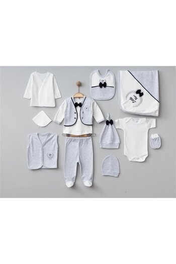 MİLAYS LİFE HOME COLLECTİON Baby Boy Organic 0-3 Months Little Man Hrikali Hospital Release Zibin Set