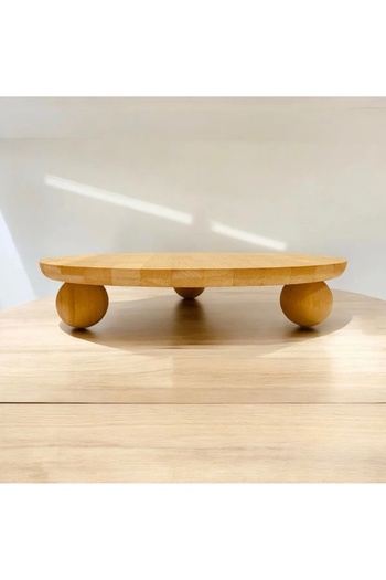 Bycomo Bamboo Top Pedestal Round Cake & Pastry Stand 29 X 6 cm Natural