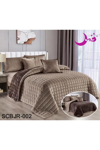 Moon Double-sided comforter set, velvet side and soft fur side, 6 pieces, light, fixed filling, 230 x 250