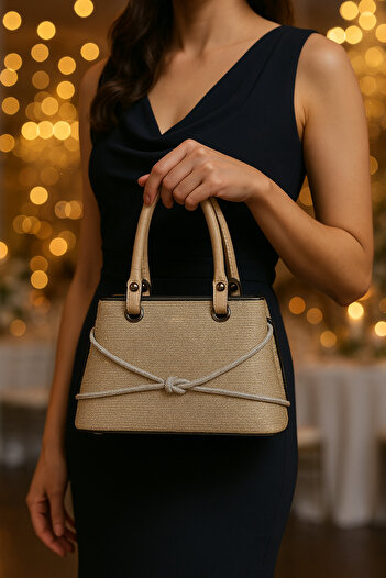 MOLDİVA Silvery Evening Bag for Weddings and Special Occasions, Small Size, Multi-Compartment, Gift-Worthy, Stylish.