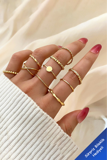The Collection 10-Piece Combination Gold Ring Set