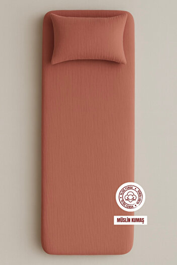 sutra 100% Cotton Muslin Fabric Single Fitted Sheet Set