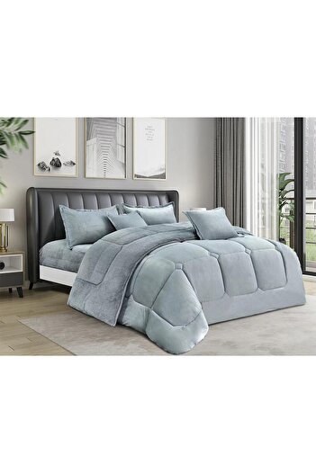 MİNG Lİ Winter double quilt set, two-sided system, velvet side and soft fur side, 6-piece system, 230*250cm