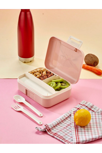Hane216 5 Compartment Nutrition Storage Container with Spoon and Fork – Compartmented Lunch Box