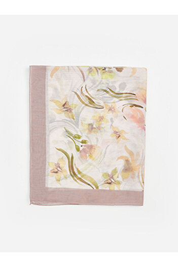 LC Waikiki Beige Floral Patterned Women's Shawl