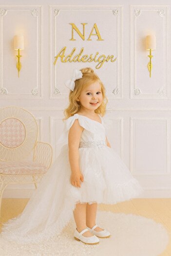 NA ADDESIGN Princess Fairytale Tulle Dress, Special Design Dress with Puffy Train