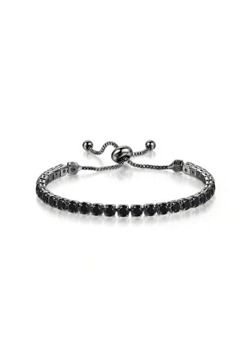 KESNUP Brățară tenis reglabilă cu cristale Swarovski neagră