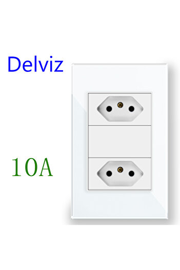 Choice1 110-250V White ( 10A ) Brazil Standard Power Outlet,10A/20A 2 Pins hole AC 110V~250V,120mm*72