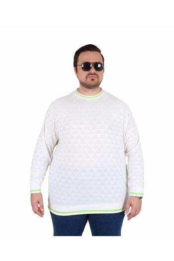 Starbattal Men's Plus Size Crew Neck Knit Sweater Diamond 25200 Ekru
