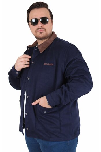 Starbattal Plus Size Gabardine Coat Jacket 25902 NAVY