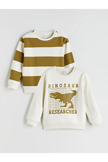 LC Waikiki Ανδρικό φούτερ με στάμπα New Season Crew Neck 2 τεμαχίων
