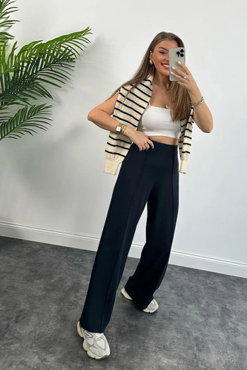 Home 2512 - Hidden Belted Green Plazzo Pants