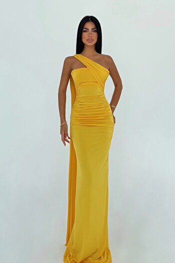 Eyyo Yellow Coraline Multi-Color Tie Dress Ate-3174