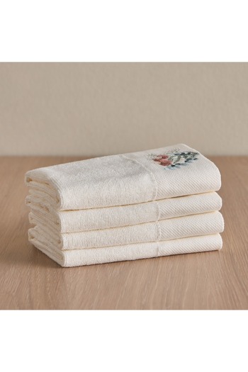 Generic Pebble 4-Piece 550 GSM Turkish Cotton Fingertip Towel Set - 30x30 cm