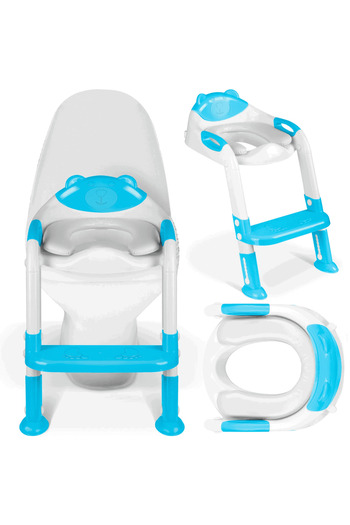 Ricokids Toilet reducer with step, 2 in 1, with a decorative teddy bear, foldable, anti-skid feet...