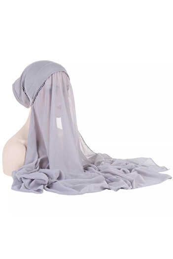 Perfectory Instant Hijab for Women with Under Scarf Tube Cap Turban Wrap- Light Grey