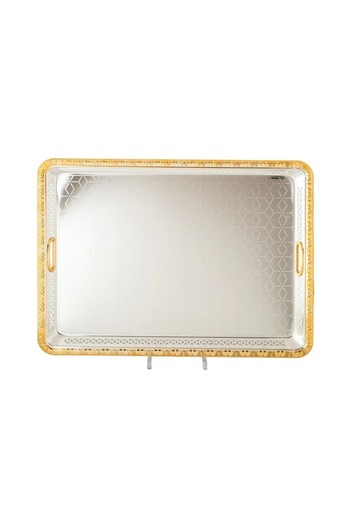 ORIAN Silver and gold single rectangular serving tray